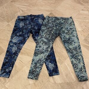 Soft Surroundings Women's Blue Printed Active Leggings - Bundle of 2
